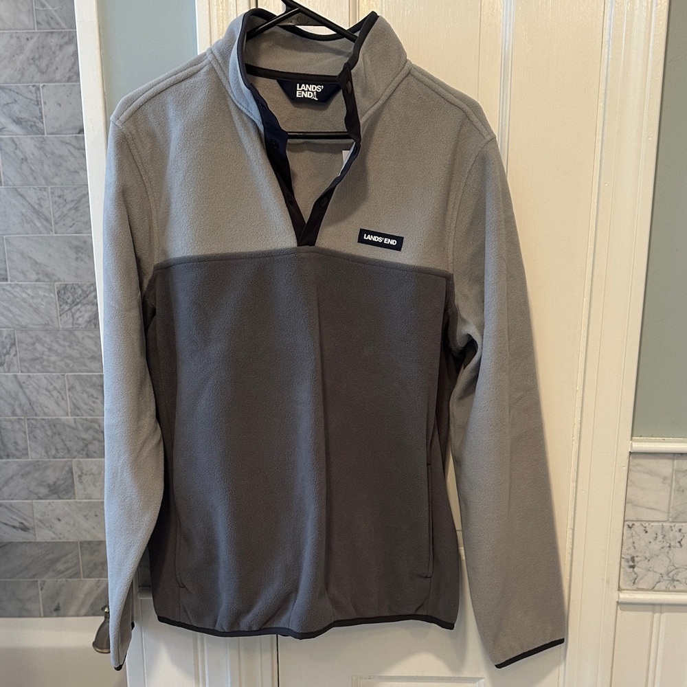 Lands' End Two-Tone Gray Fleece Jacket. New with tag. Never Worn.